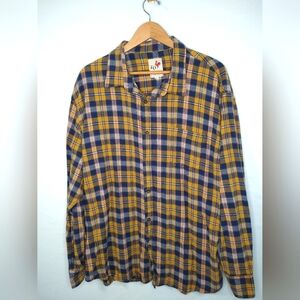 EQ Yellow & Blue Casual Button Down Flannel Shirt